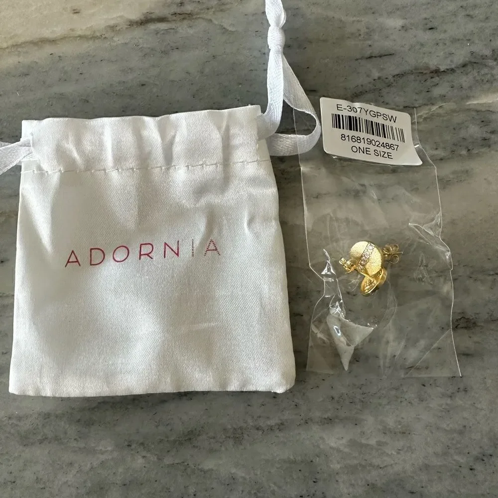 💼Adornia 14k Gold Plated Swarovski Crystal Coin Stud Earrings NWT Pierced